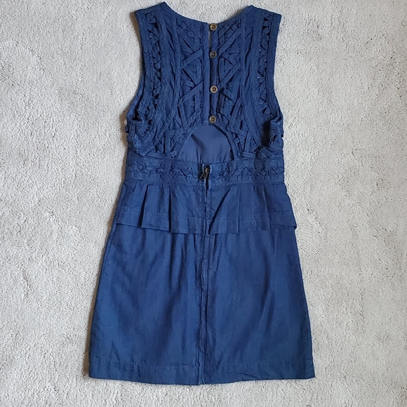 Free People Denim Cutout Mini Dress (Size 0) - Picture 2 of 8